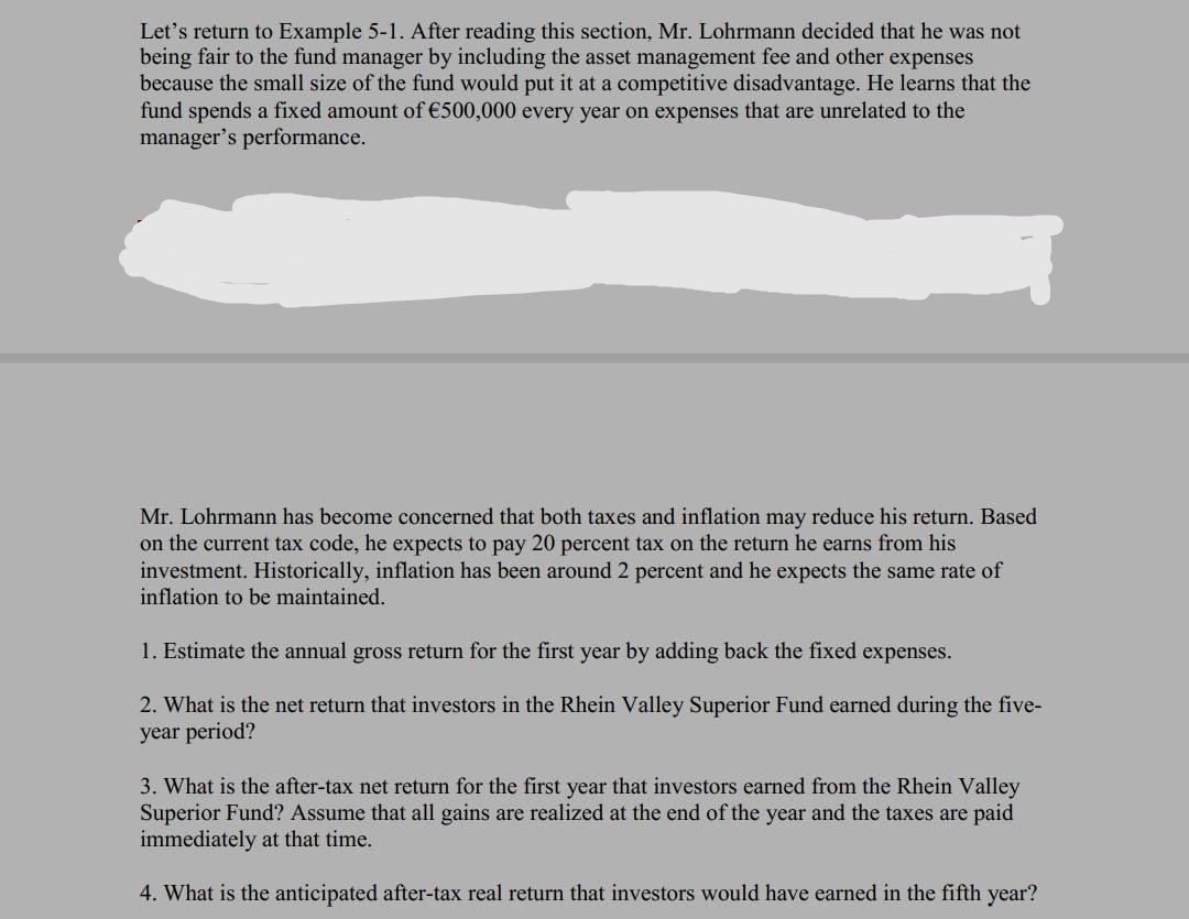 Work on the attached CoursHeroTranscribedText: Let's return to Example 5-1. After reading