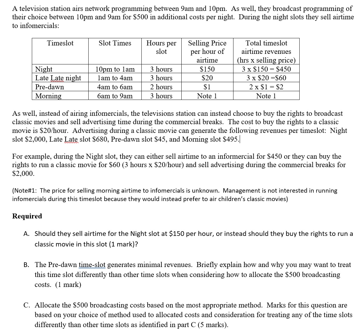 Accounting Practice Problem CoursHeroTranscribedText: A television station airs network programming between 93m
