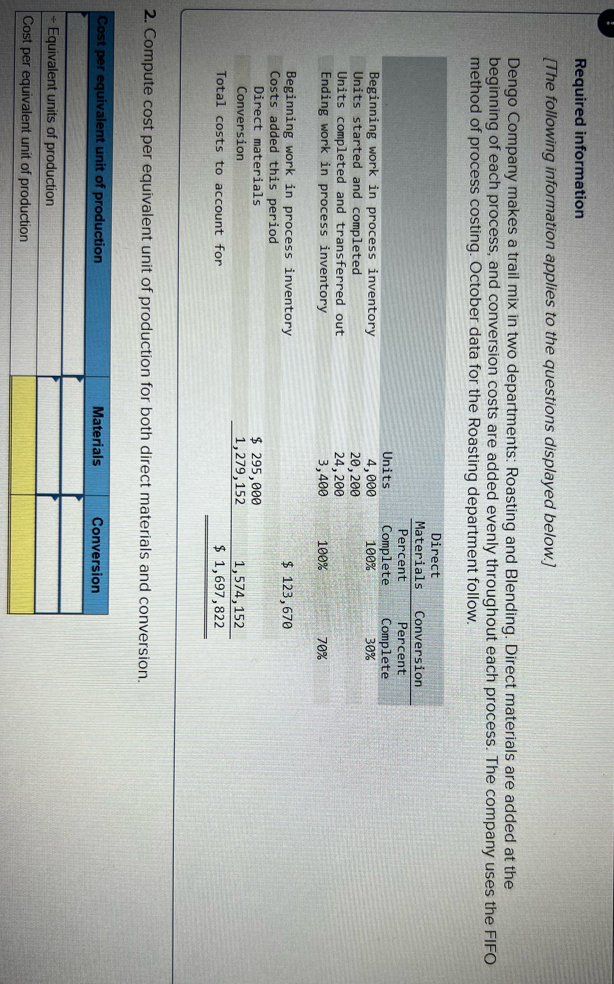 Please help . ...... Required information [The following information applies to the