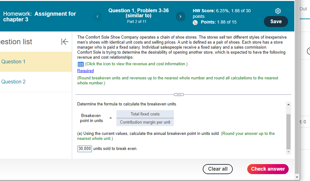 Cost of shoes 20.00 Sales commissions 2.00 22.00 Total variable costs Annual