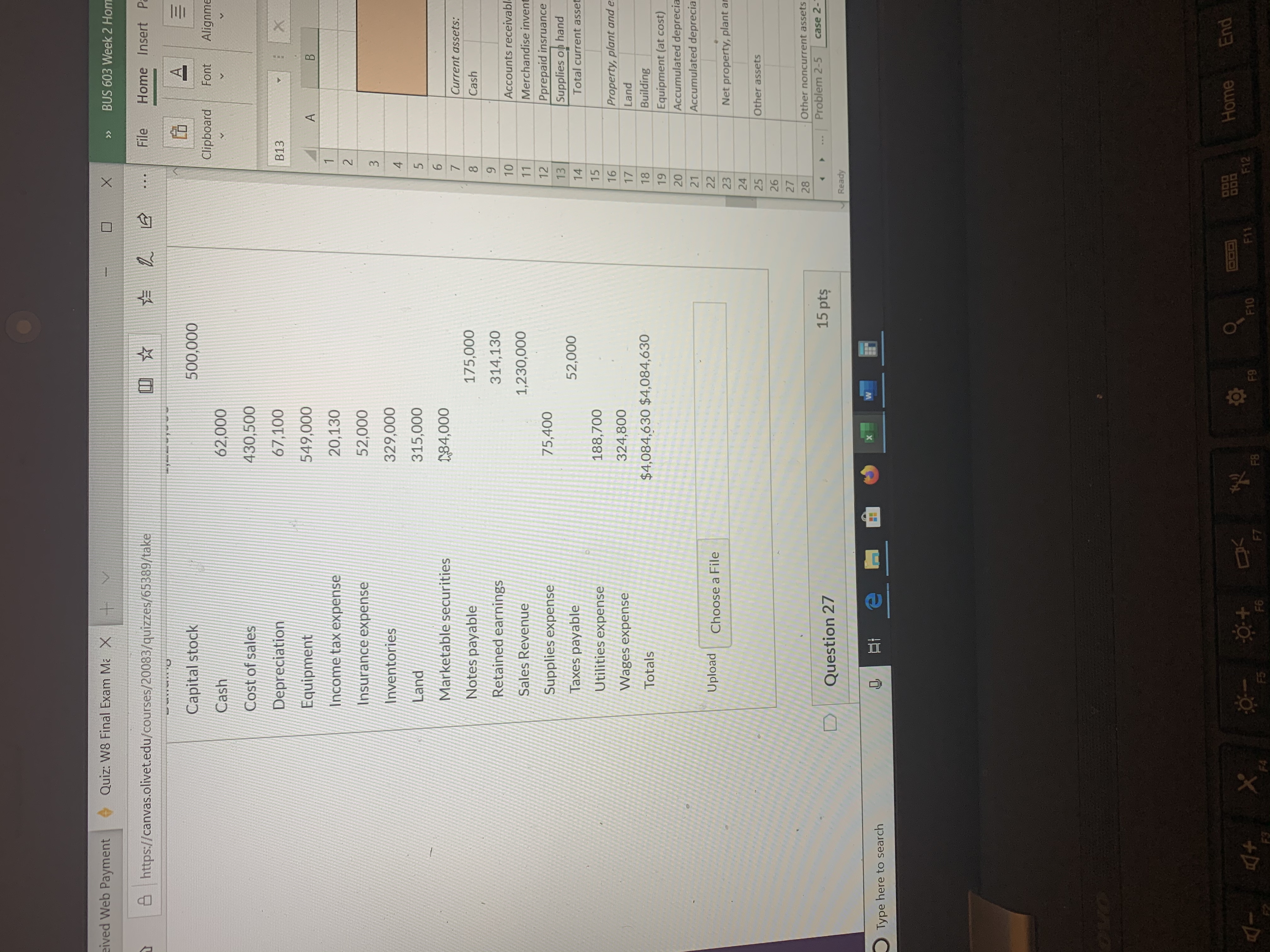 retained earnings correct ed Web Payment Quiz: W8 Final Exam Me X