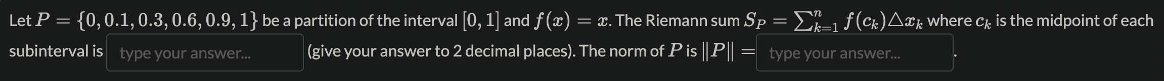 0 and a: = 1 using 1.) a lower sum with four