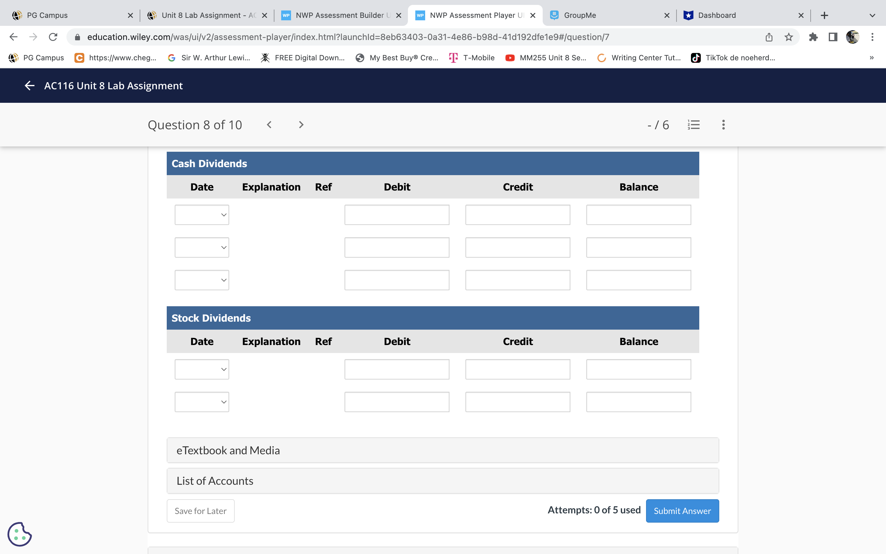 income) v (To close stock dividends)PG Campus X Unit 8 Lab Assignment