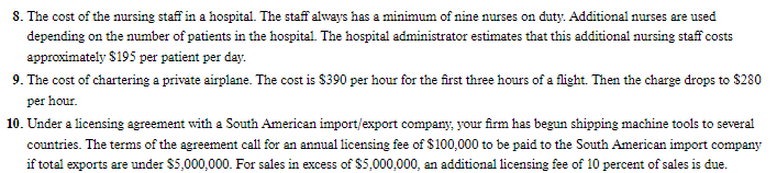 International Issues ( LO 6-1, (2 6-2) For each of the cost