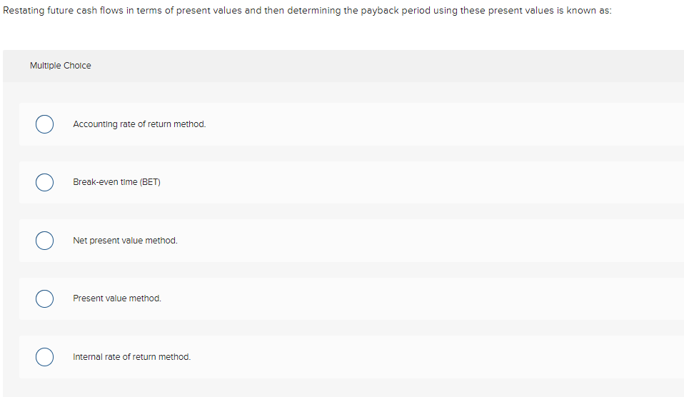 and then determining the payback period using these present values is known