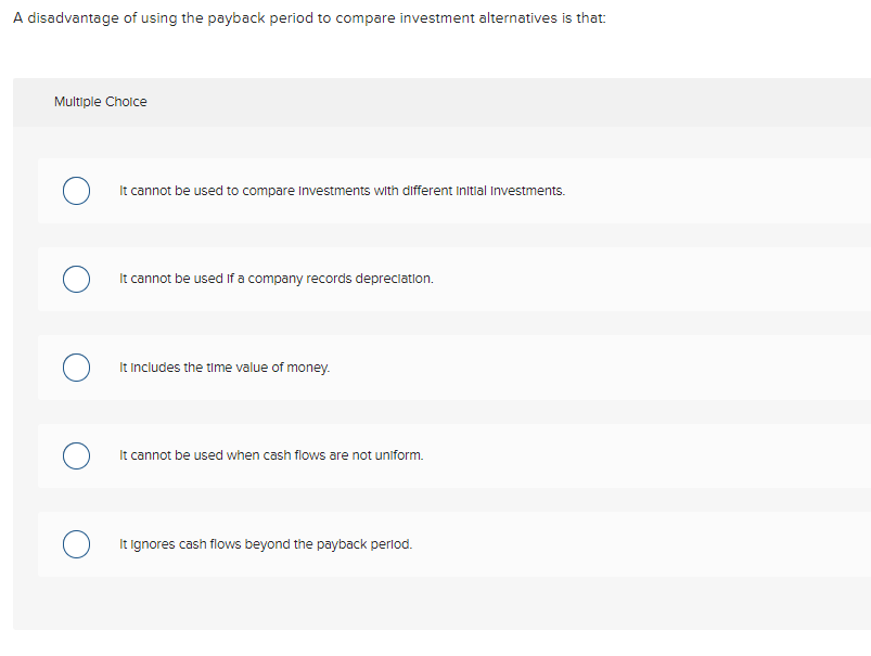 as: Multiple Choice 0 Ac countlng rate of return method. Break-even time