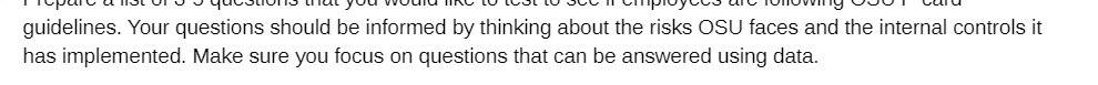  guidelines. Your questions should be informed by thinking about the risks