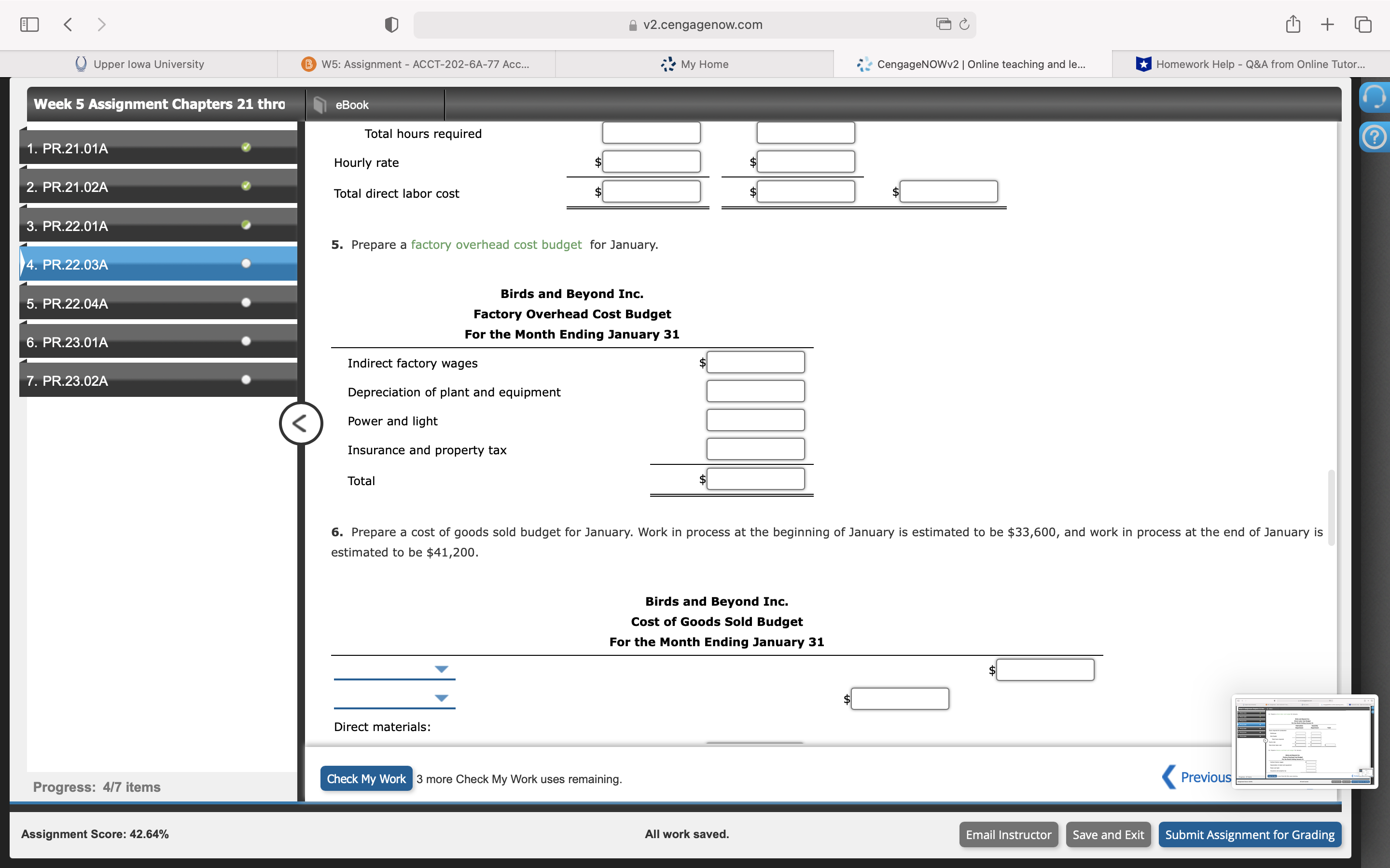 Estimated sales for January: Birdhouse 7,500 units at $66 per unit 4.