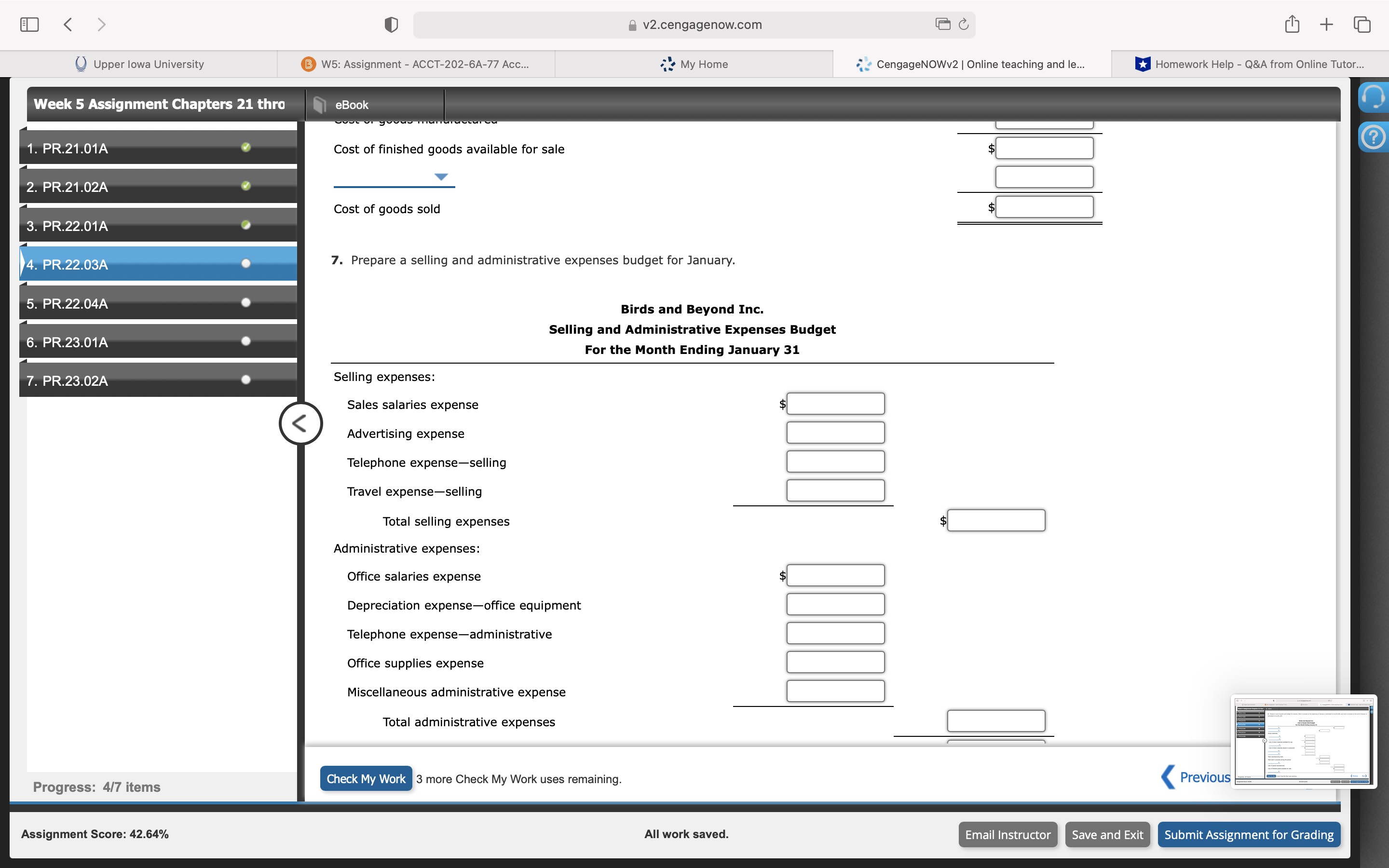 at January 1: 5. PR.22.04A Direct materials: 6. PR.23.01A Wood 198 ft.