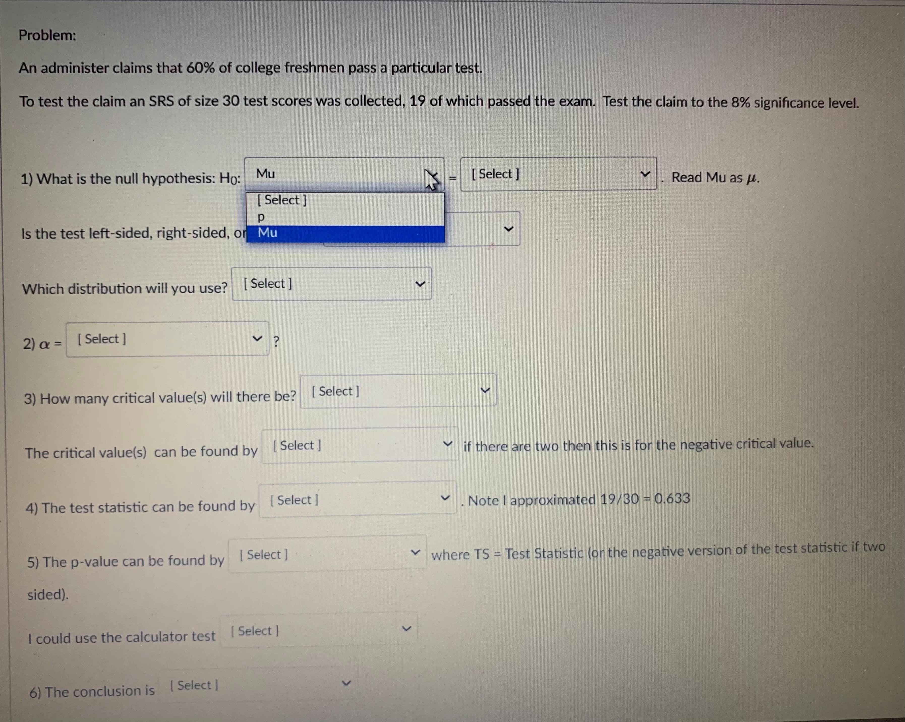 category. Proportions always use the Z-distribution when approximationg the parameter. Means may
