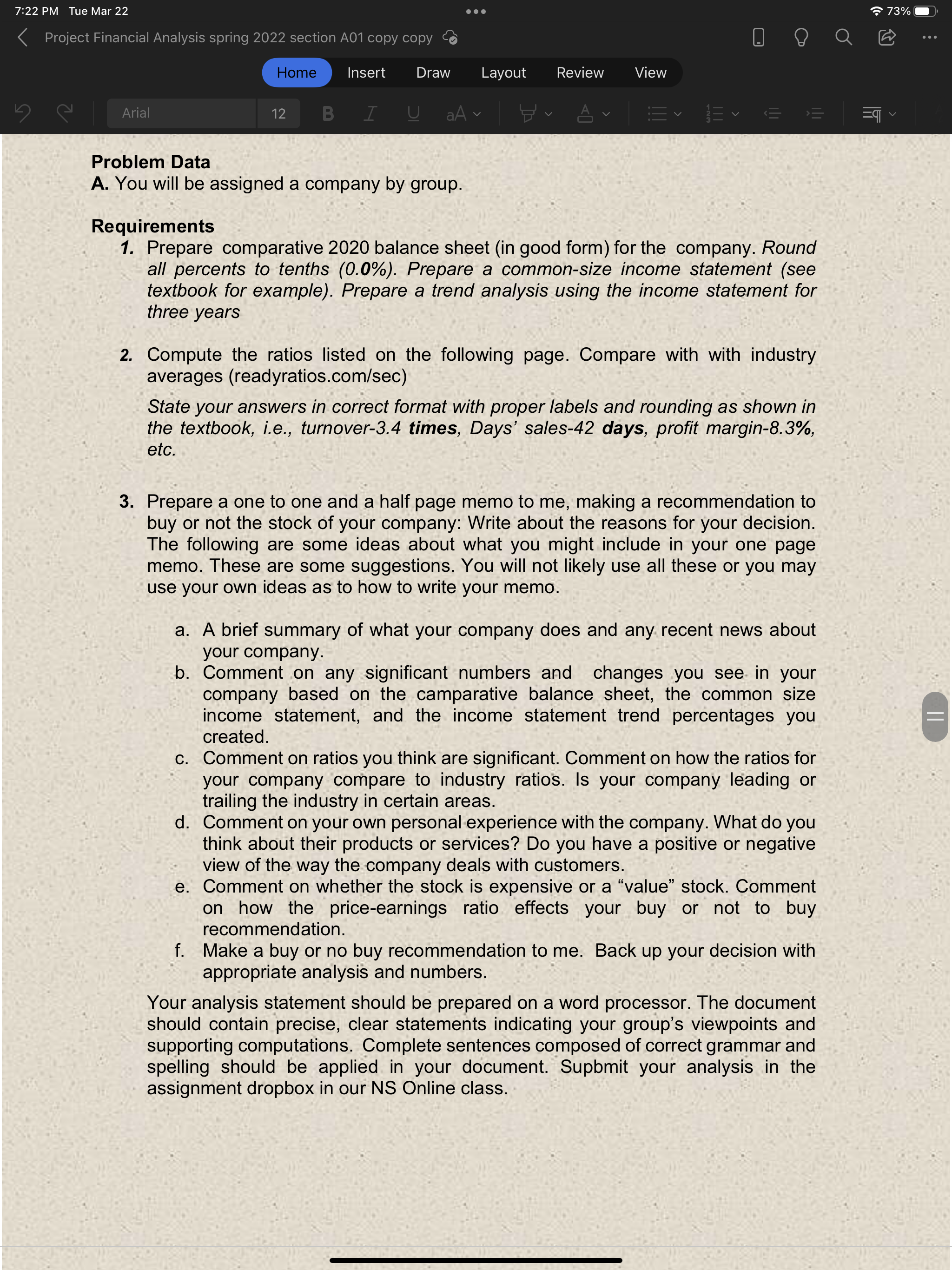 for Costco and one of the three statements listed in requirement one