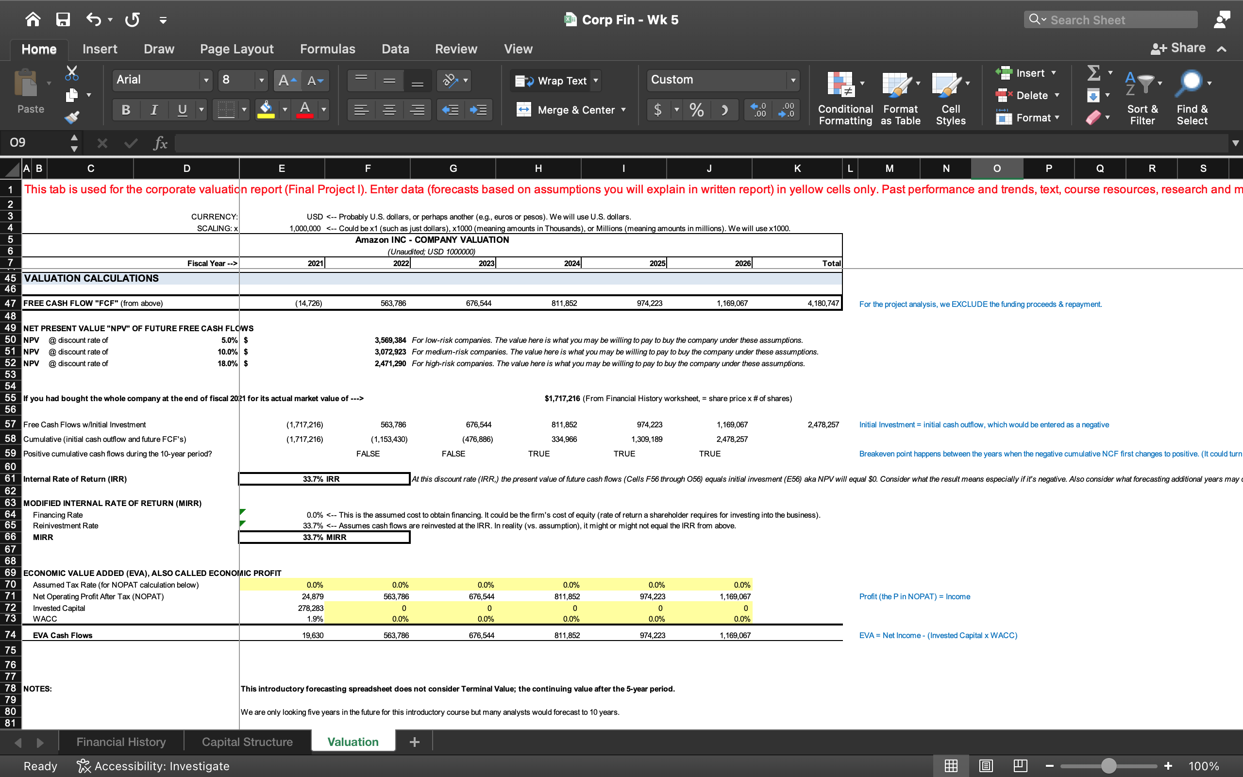 Page Layout Formulas Data Review View '+ Share ~ Arial A Wrap