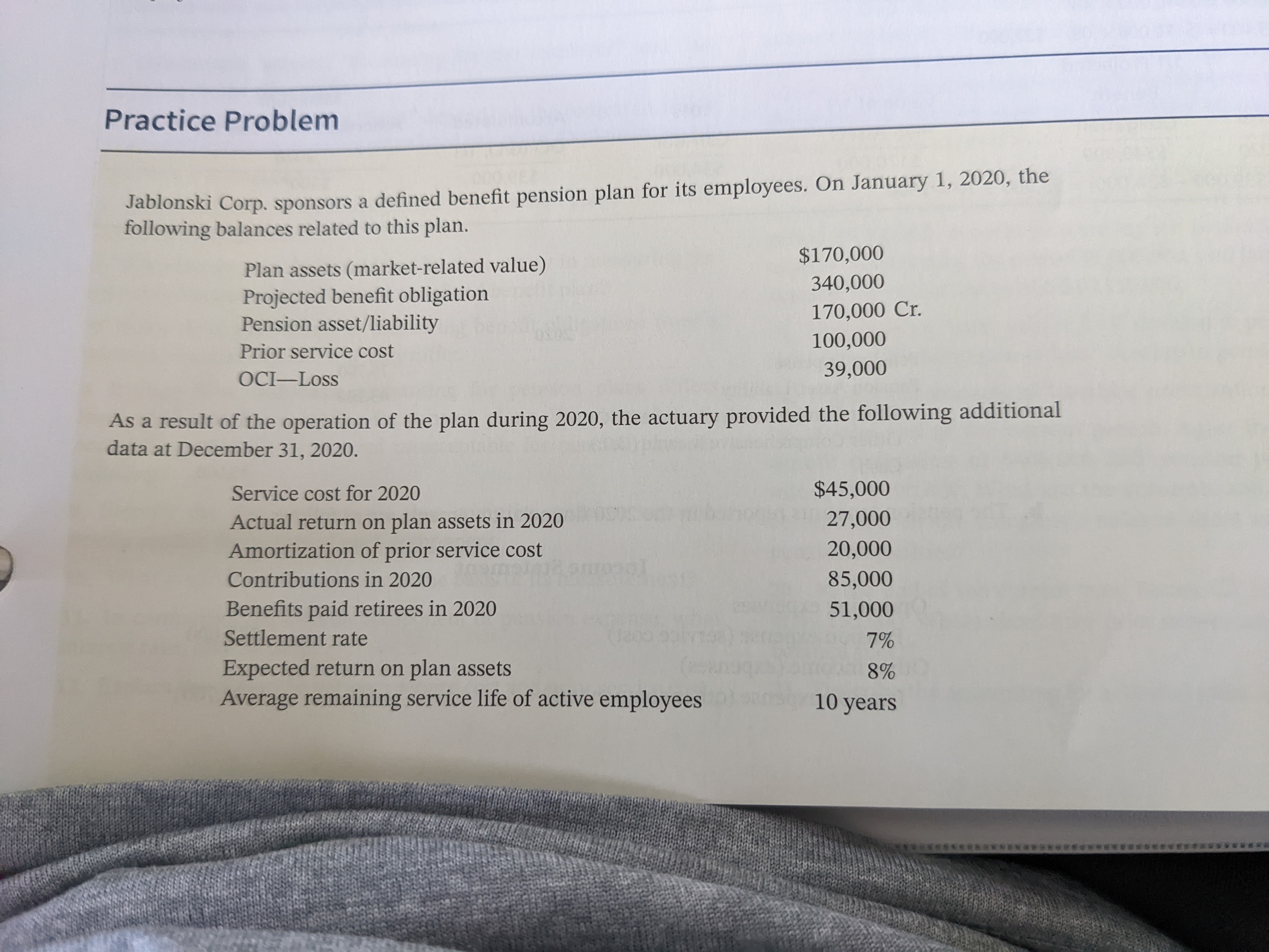 Could use some help in preparing a pension worksheet based on the