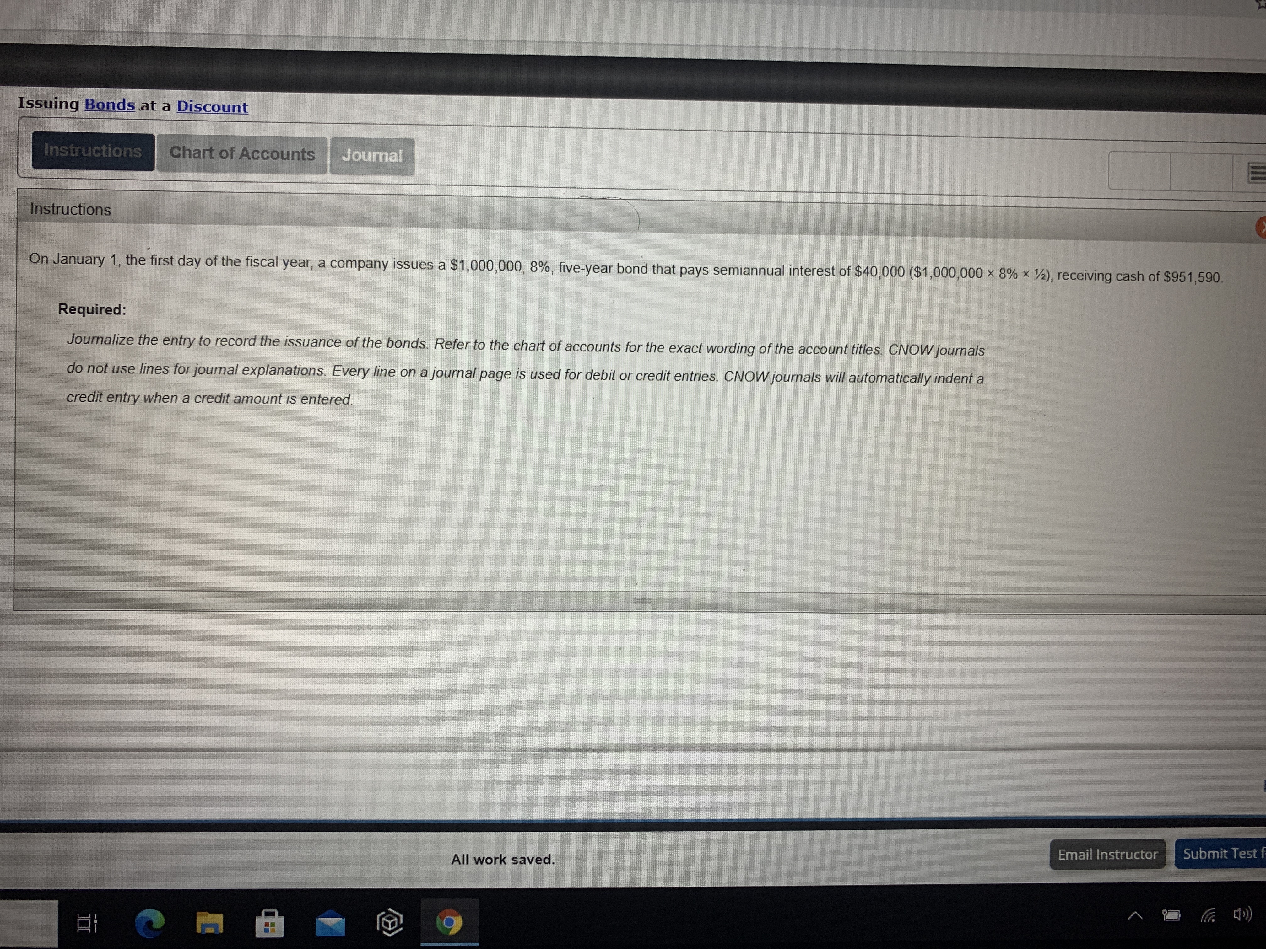Please answer this question Issuing Bonds at a Discount Instructions Chart of