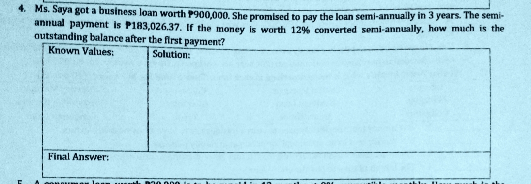 please answer and make solution 4. Ms. Saya got a business loan
