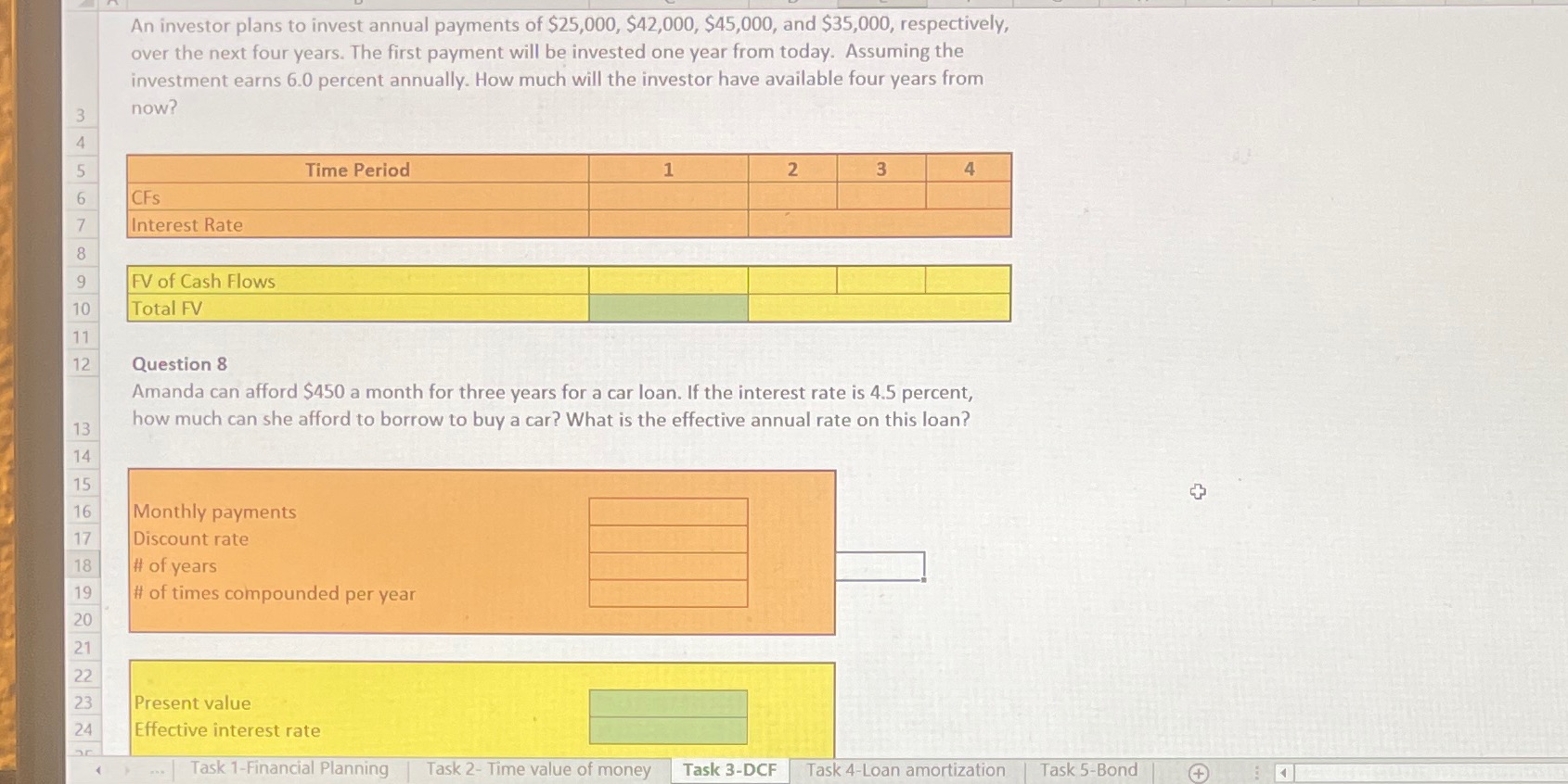 Fv of cash flow An investor plans to invest annual payments of