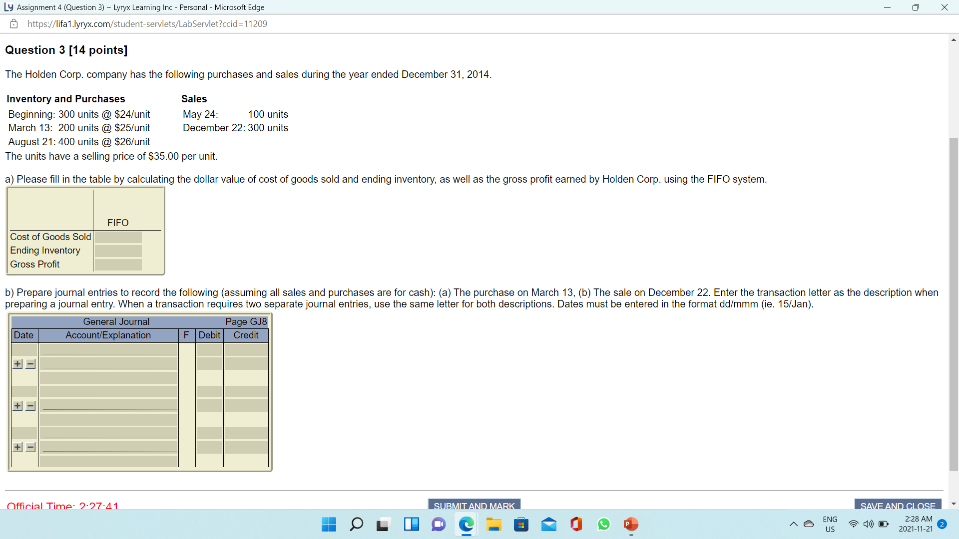  Ly Assignment 4 (Question 3) ~ Lyryx Learning Inc - Personal