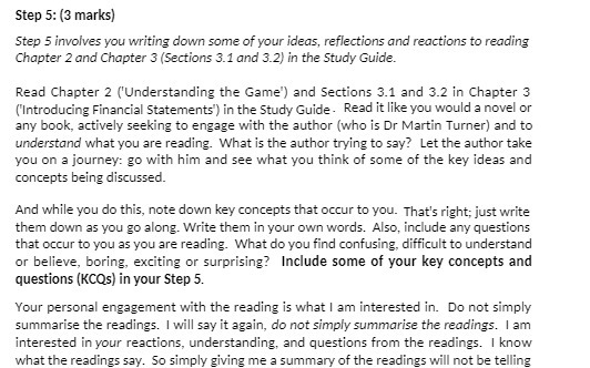 Step 5: (3 marks) Step 5 involves you writing down some