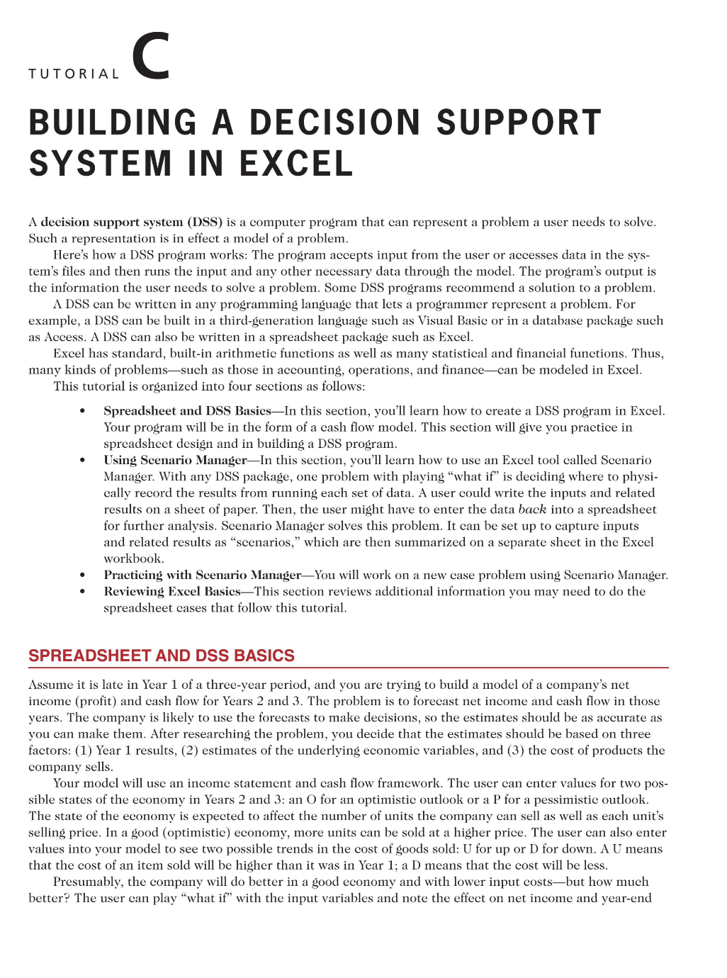  TUTORIAL BUILDING A DECISION SUPPORT SYSTEM IN EXCEL A decision support