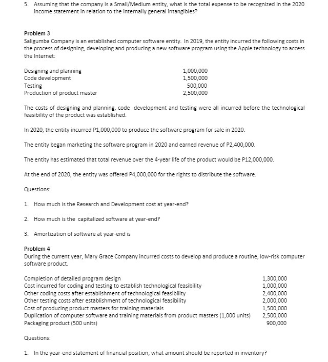 5. Assuming that the company is a Small/Medium entity, what is
