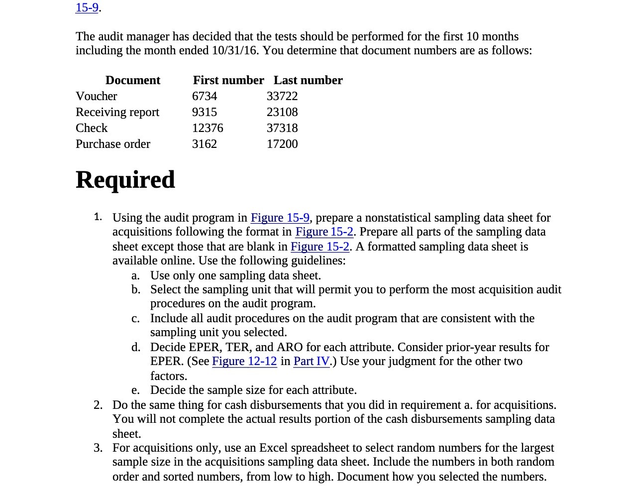 159. The audit manager has decided that the tests should be