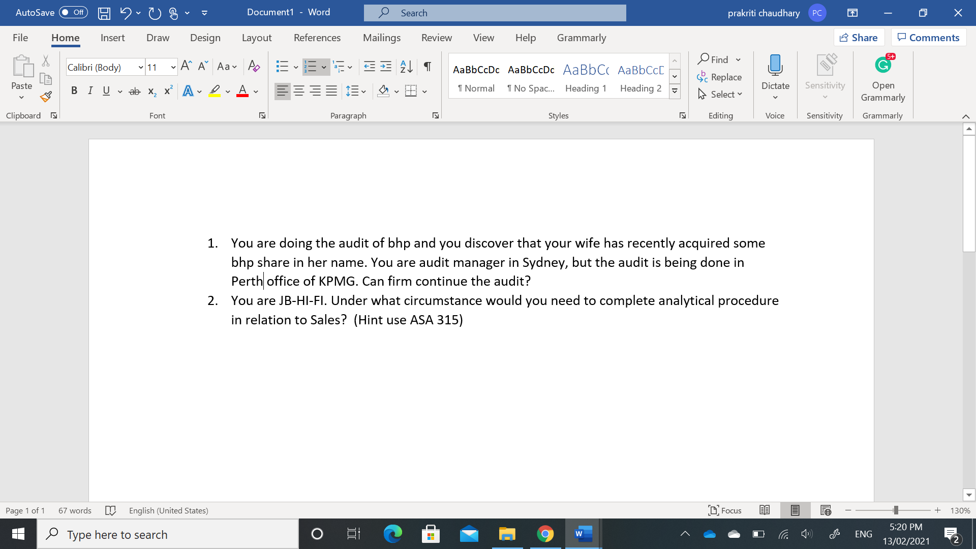 Could you please help me to solve this auditing question. AutoSave .
