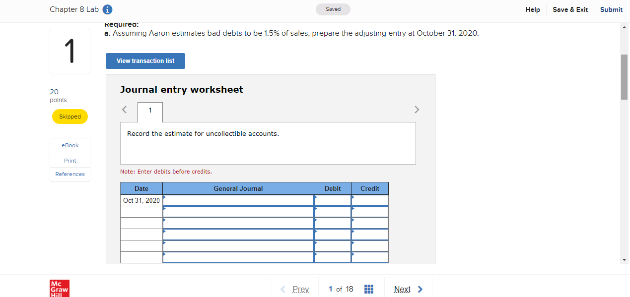 8-7A Uncollectible accounts LO2, 3 Aaron Servicing showed the following partial unadjusted
