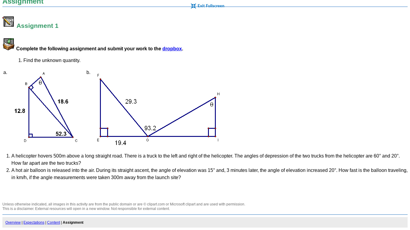 Assignment K Exit Fullscreen Assignment 1 Complete the following assignment and