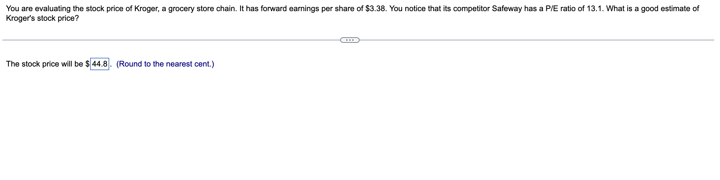with the first cash ow in one year. Your cost of capital