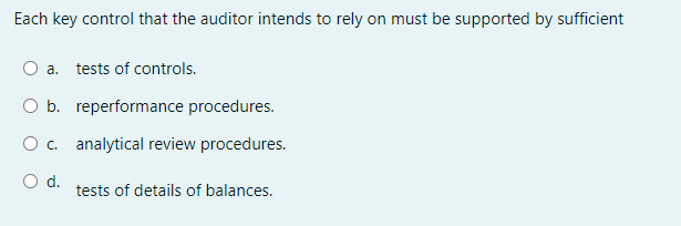 Each key control that the auditor intends to rely on must