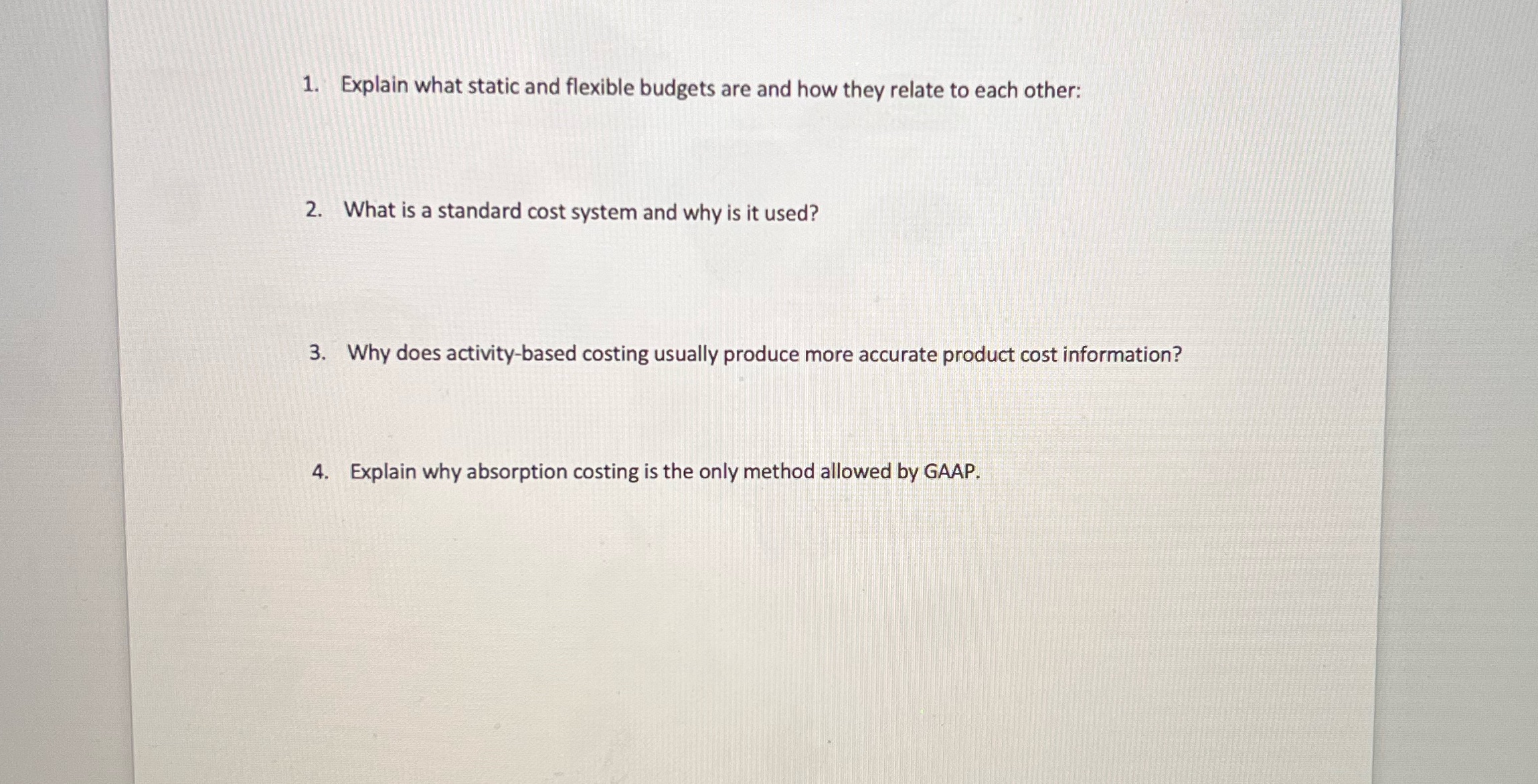 I have an assignment where there is 4 short question below :