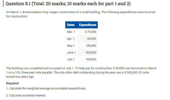 Please help Question 8.1 (Total: 20 marks; 10 marks each for part
