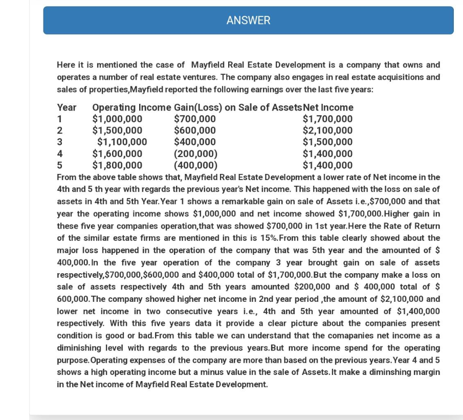 explainA. Please explain how to generate a Mayfield Real Estate Development business