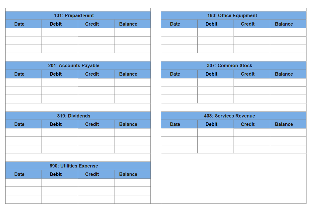 part 1 to the ledger accounts. 101: Cash 106: Accounts Receivable Date