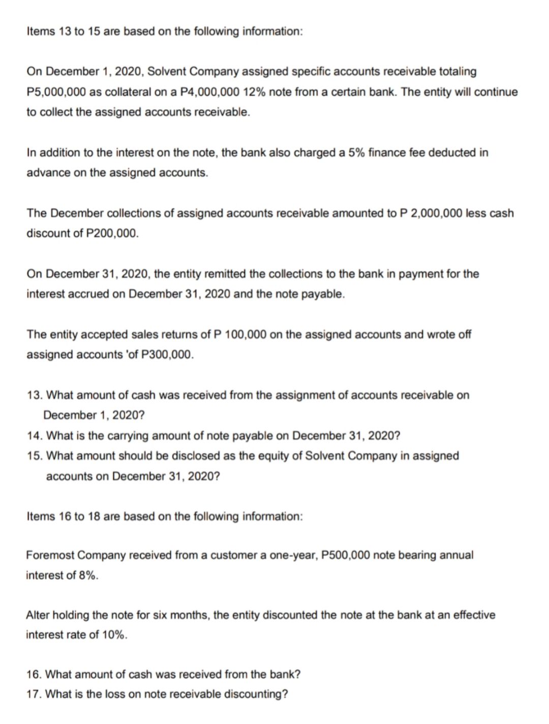 Please help me to answer these problems. thanks! Items 13 to 15