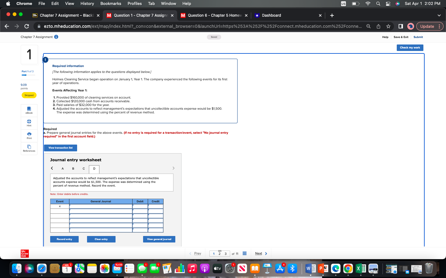 6 - Chapter 5 Homew X *Dashboard C ezto.mheducation.com/ext/map/index.html?_con=con&external_browser=0&launchUrl=https%253A%252F%252Fconnect.mheducation.com%252Fconne... Q ( #