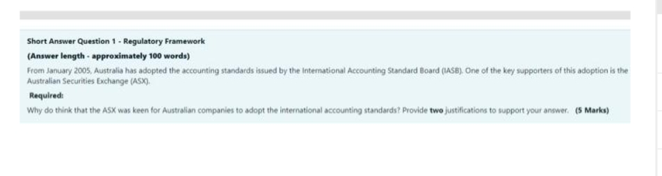  Short Answer Question 1 - Regulatory Framework (Answer length - approximately