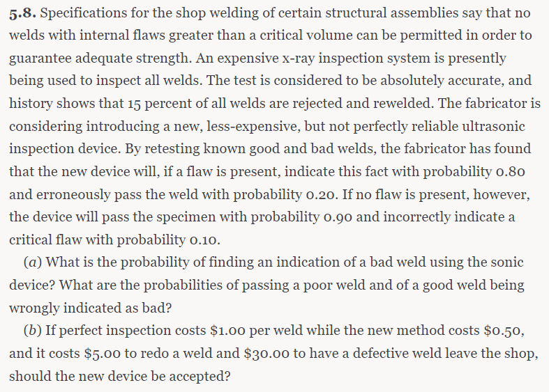What is the solution to this question? 5.8. Specications for the shop
