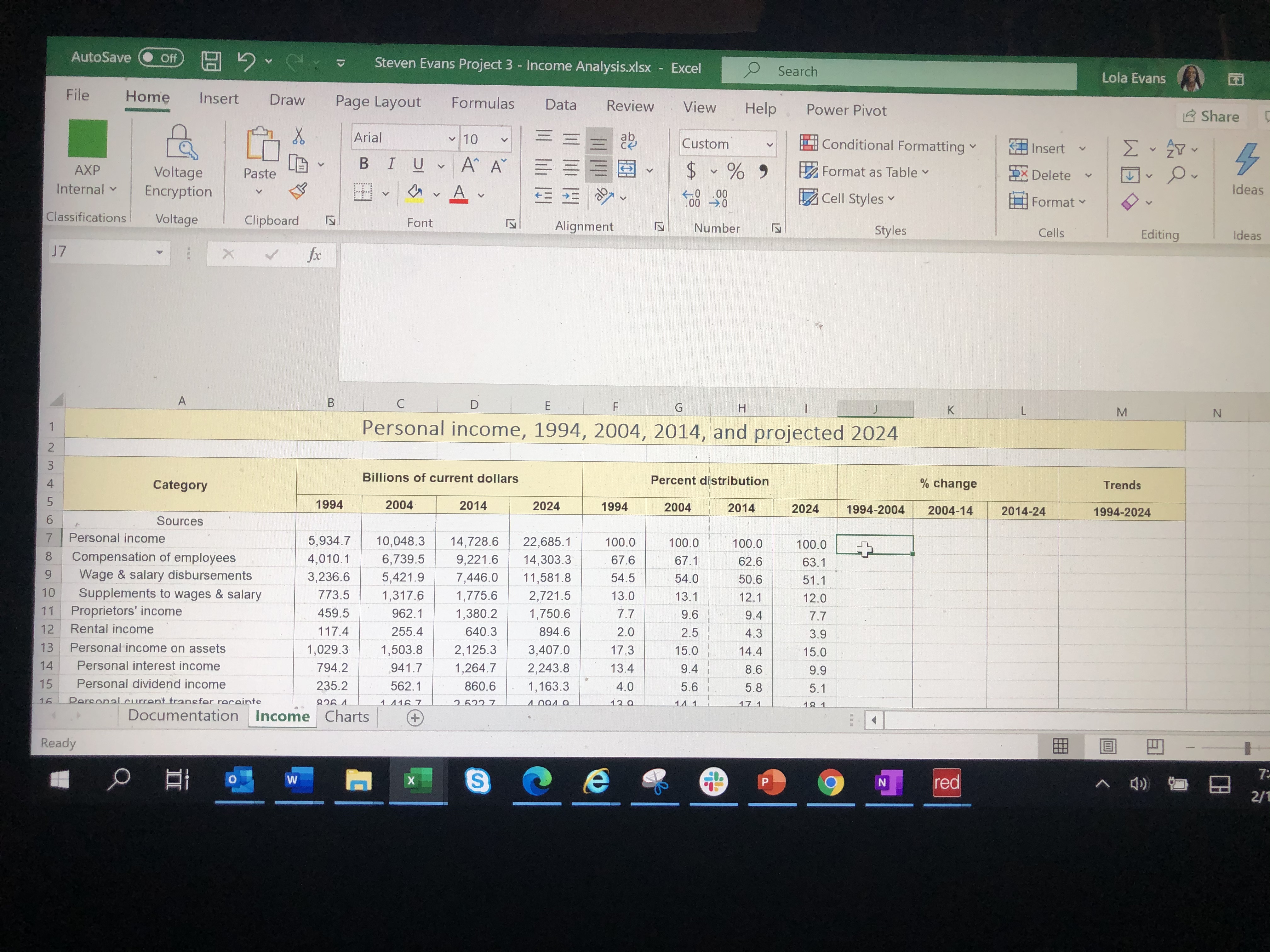 How do I formula for the attach calculate % change for each