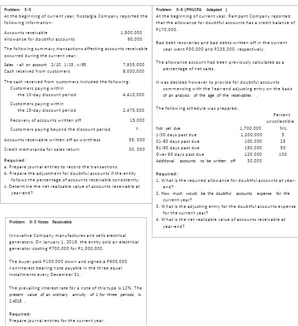 Problem 5-5 Problem 5-6 (PHILCPA Adopted ) At the beginning of