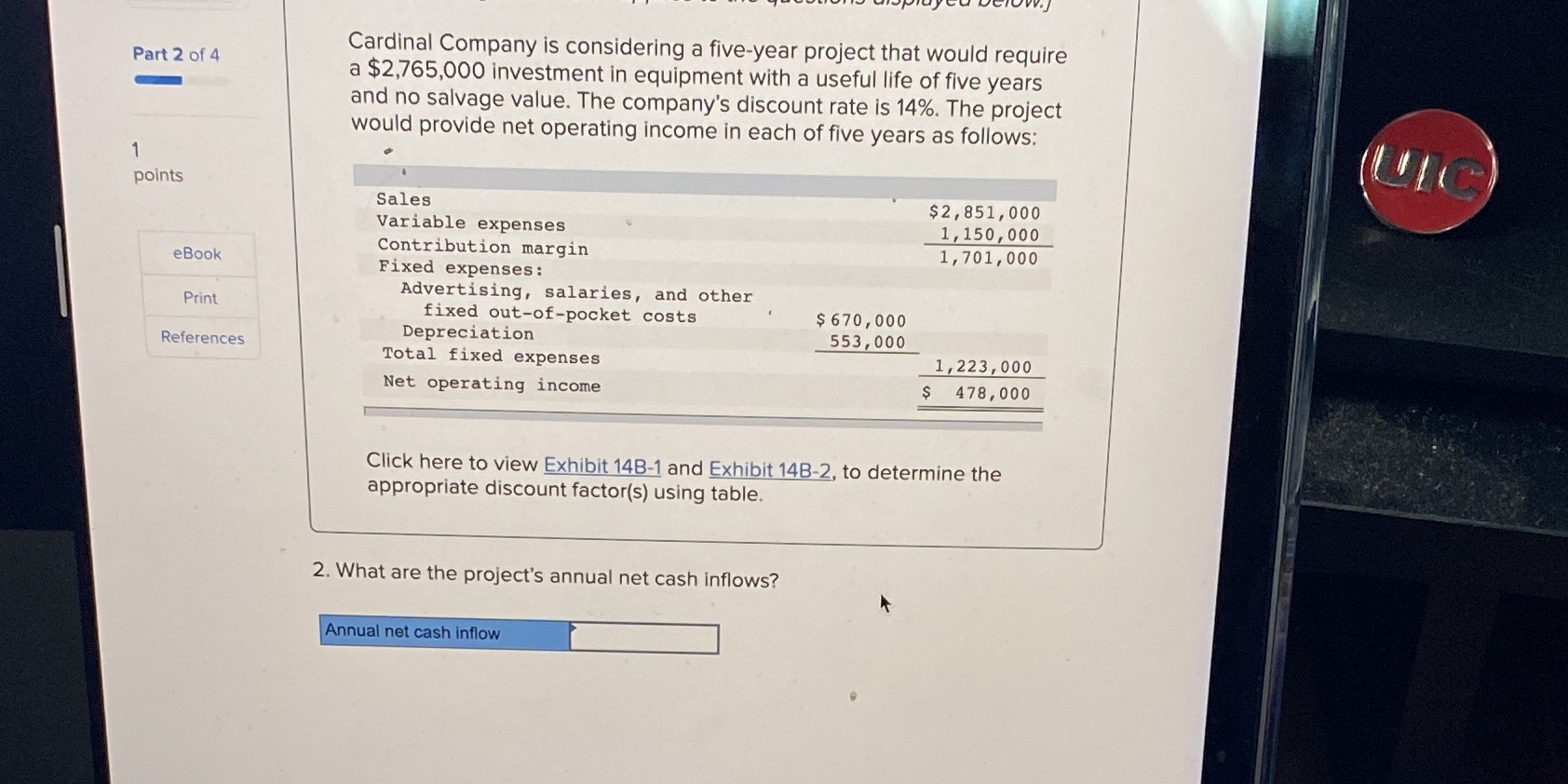  Cardinal Company is considering a five-year project that would require Part
