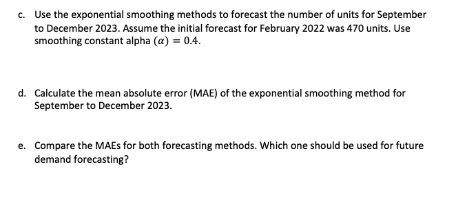 Question la) Forecast the future demand for bag of apple based on