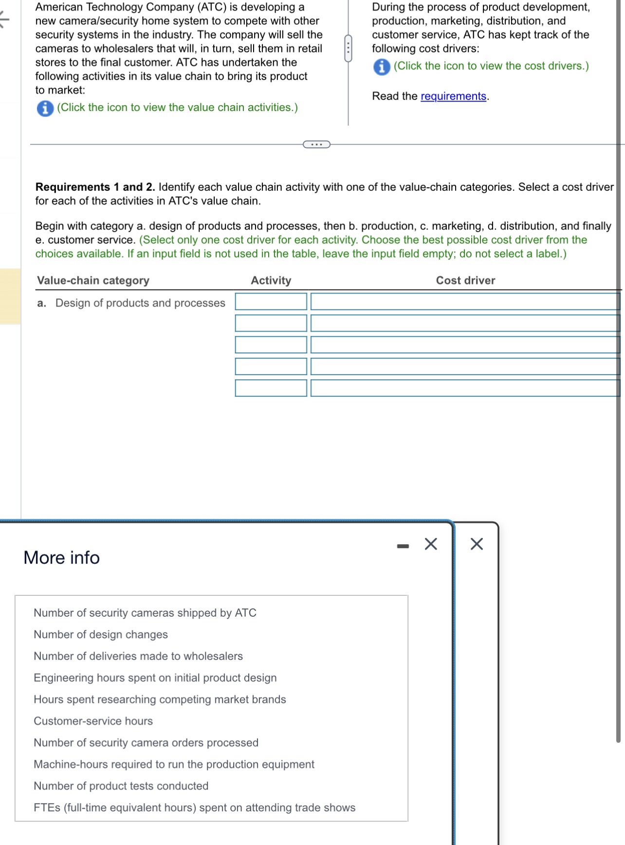 Question 1: American Technology Company (ATC) is developing a During the process