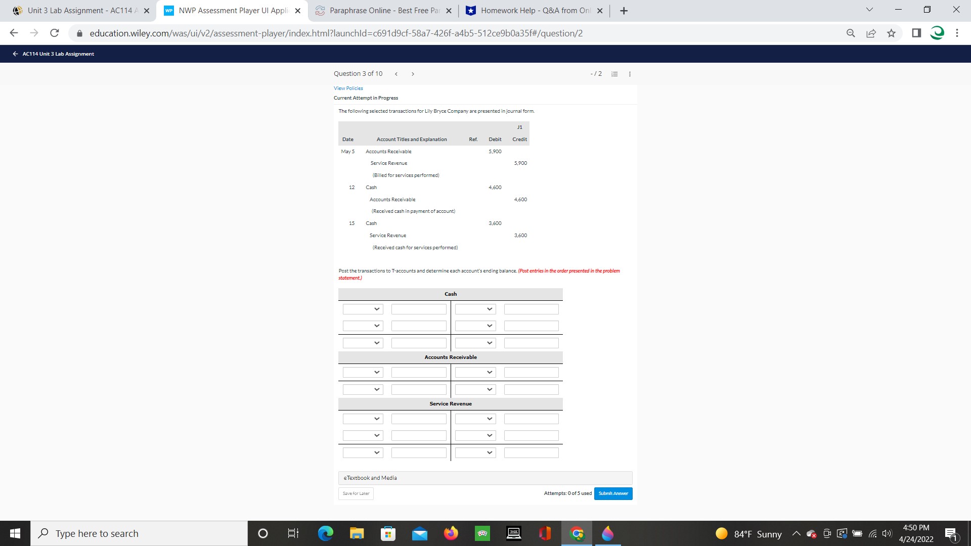 Unit 3 Lab Assignment - AC114 A x WP NWP Assessment