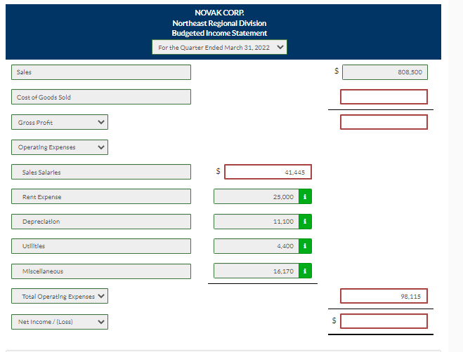 Corp. has been requested to prepare a quarterly budgeted income statement for