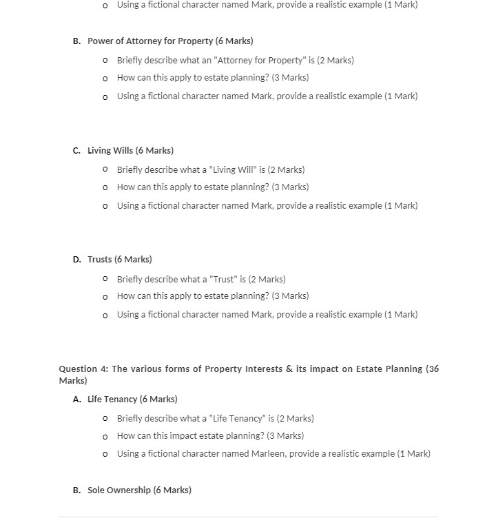 o Using a fictional character named Mark, provide a realistic example