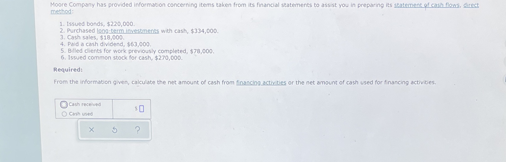 please answer asap Moore Company has provided information concerning items taken from