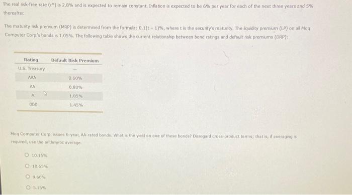 on one of these bonds? Disregard cross-product terms; that is, if averaging