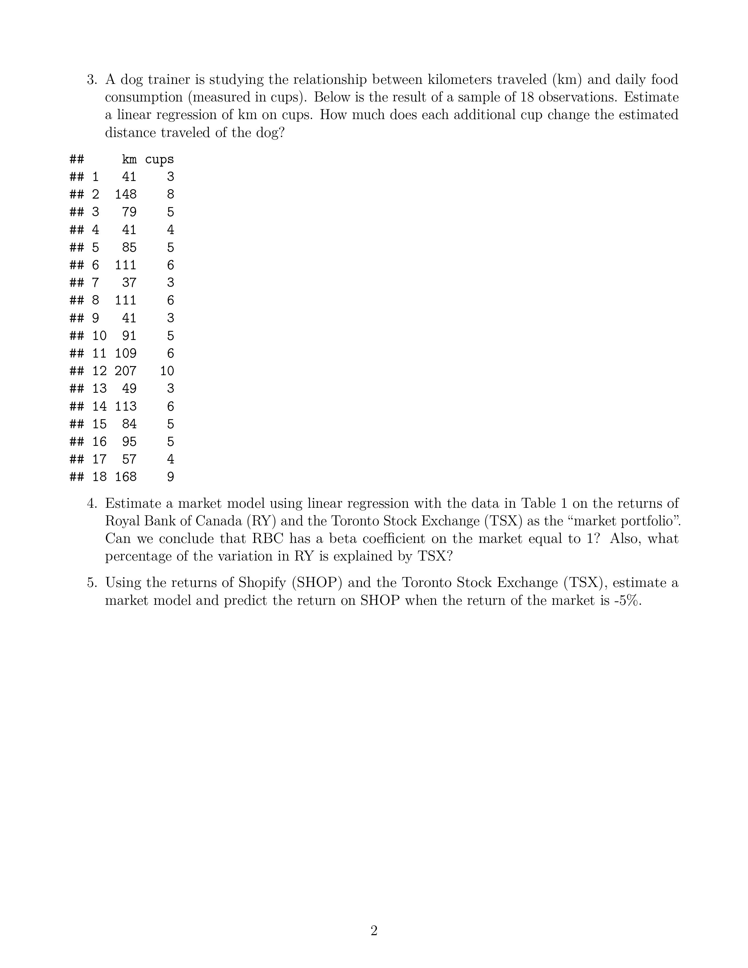 A. Sierra J. Questions The following table, Table 1, includes the daily