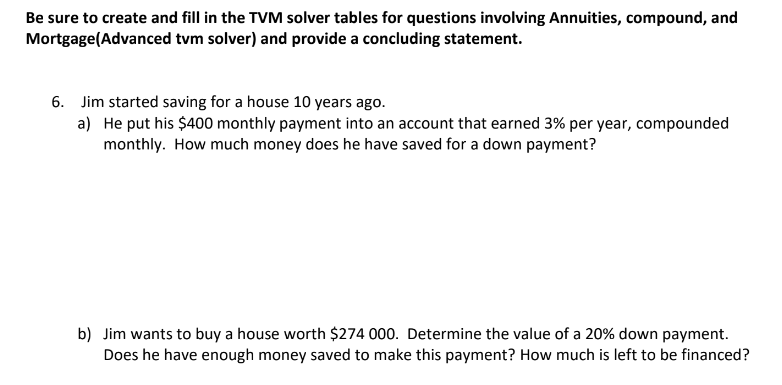 Be sure to create and fill in the TVM solver tables